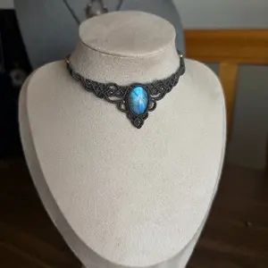 Blue labradorite Macramé handmade necklace (ship from us)