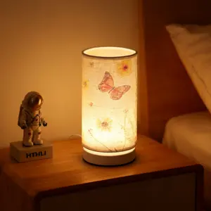 Modern Simple Cylinder Fabric Table Lamp, USB Powered, Warm Light, Ideal for Home Bedroom Office Nightstand Bookshelf Living Room Decor, Home Decoration Lamp, Decorative Atmosphere Lamp