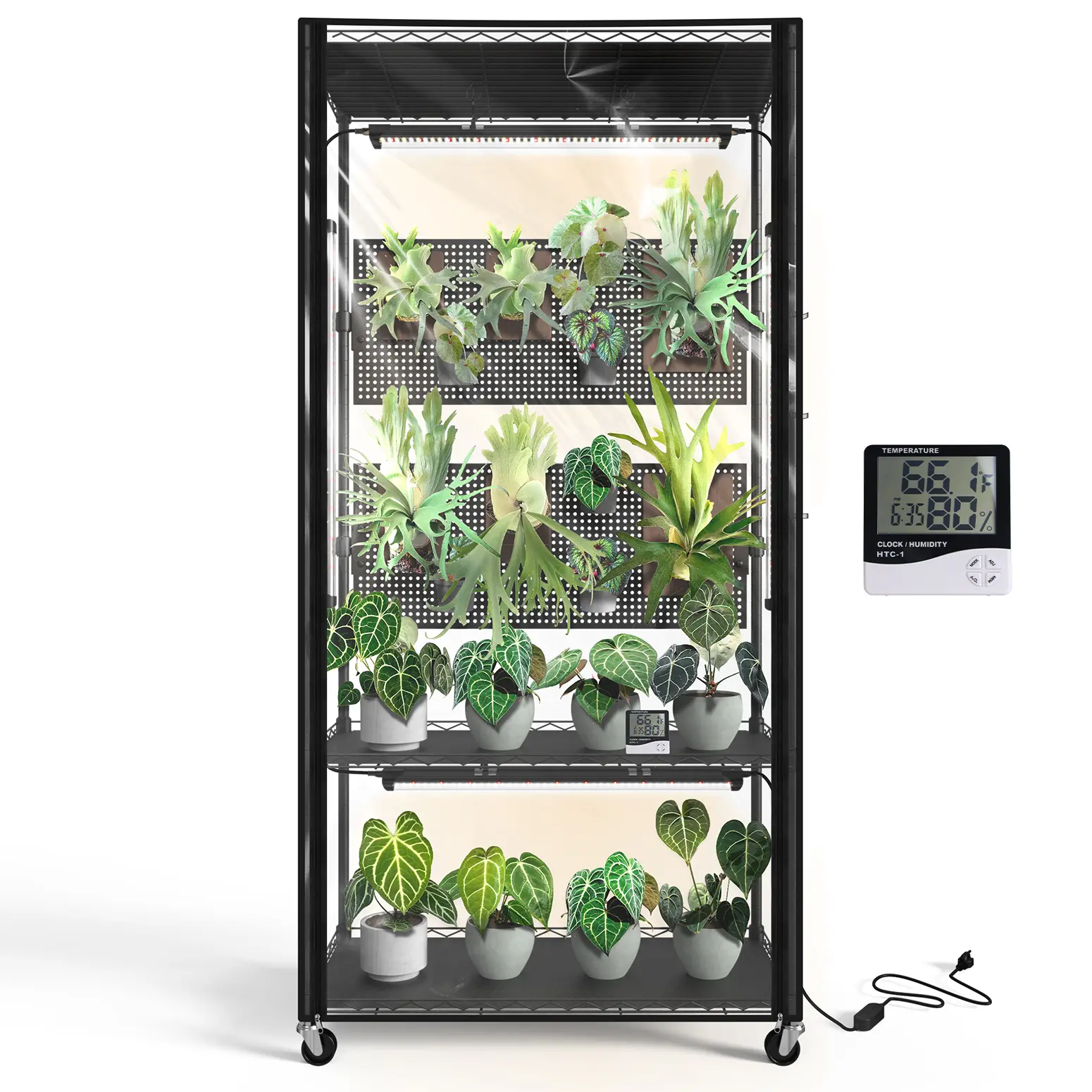 Bstrip Metal Adjustable Greenhouse Kit - 59 in Indoor Gardening System, 4 LED Grow Lights, Timer, Pegboard, Easy Grow Garden Plant Supplies for DIY Indoor Cultivation