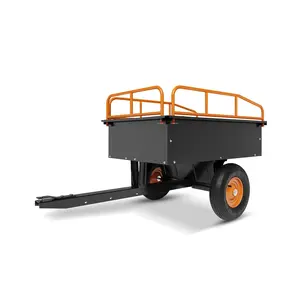 Garvee Heavy Duty Steel Dump Cart with 750 LB Capacity and 15 Cubic Feet Volume, Tow-Behind Utility Trailer for ATV, Lawn Tractor, and Riding Mower, Featuring Removable Sides for Versatile Use