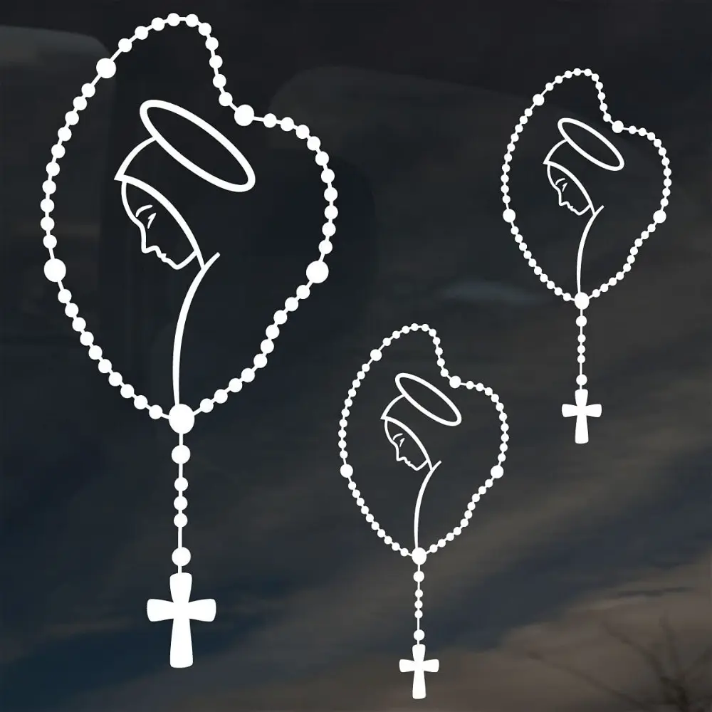 3PCS/SET Gentle Belief Nun Rosary Decor Sticker Peaceful faith sticker (suitable for car windows) with sleek lines + nun rosary shape, calm and eye-catching on drives Car Decals, Automotive Decoration