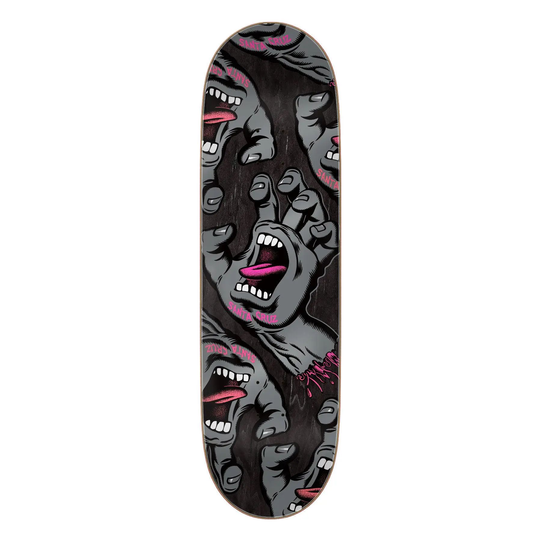 9.0-Inch Skateboard Deck with Crowded Hand Graphic, 7-Ply North American Maple, 3D Concave, 14.25" Wheelbase, Signature Matte Finish, Santa Cruz Skateboards