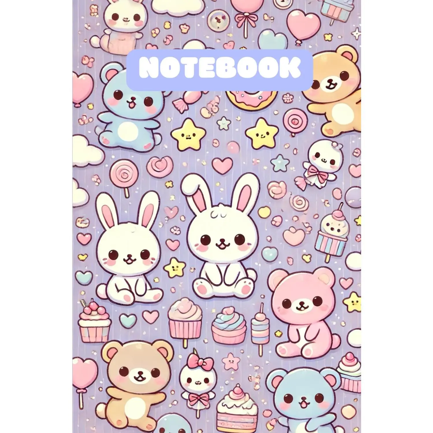 Kawaii Pastel Notebook – Cute Aesthetic Journal with Adorable Characters | Perfect for Students & Stationery Lovers: A super cute kawaii notebook with ... smiling clouds, and adorable characters.