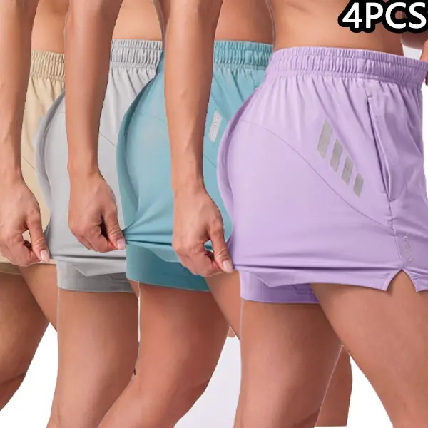 1 pack contains 4 women’s summer sports printed shorts; elastic waistband with drawstring running shorts, suitable for indoor workouts and outdoor running; breathable and lightweight. Athletic Bottoms
