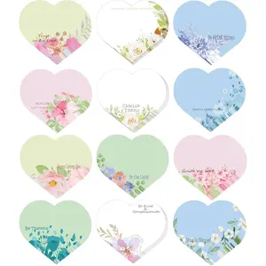 Sticky Notes 12 Pack, Christian Heart Shaped Notepads for Adults Women, Mini Self-Stick Notes for  Study, Scripture Reading, Church Gifts 3x3 Inch