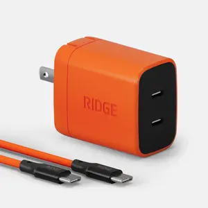 Ridge 45W Wall Charger Set | Dual USB-C Ports | Laptop-Grade Power | Braided Cables Included | Fast Charging Kit