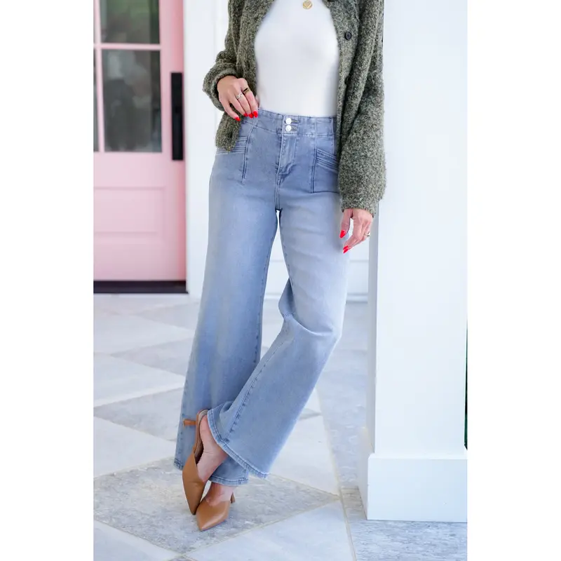 Mica High Rise Light Wash Wide Leg Jeans