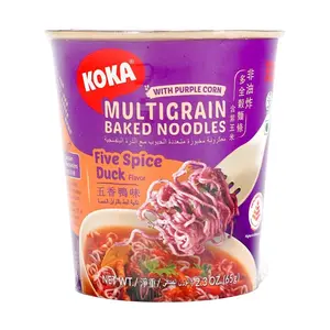 KOKA Original Singapore Non-Fried Multigrain Instant Noodles, 5 Flavors Duck, 65g - Healthy Low Calorie Noodles with Purple Corn, Authentic Singaporean Brand