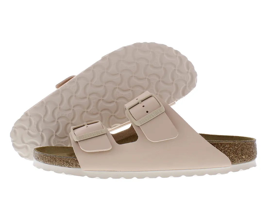 Men's Birkenstock Arizona New Beige Unisex Slip-On Sandals - 2-Strap Classic Shoes, Contoured Cork Footbed, Narrow Fit, Minimalist Casual Walking Toe Thong Footwear