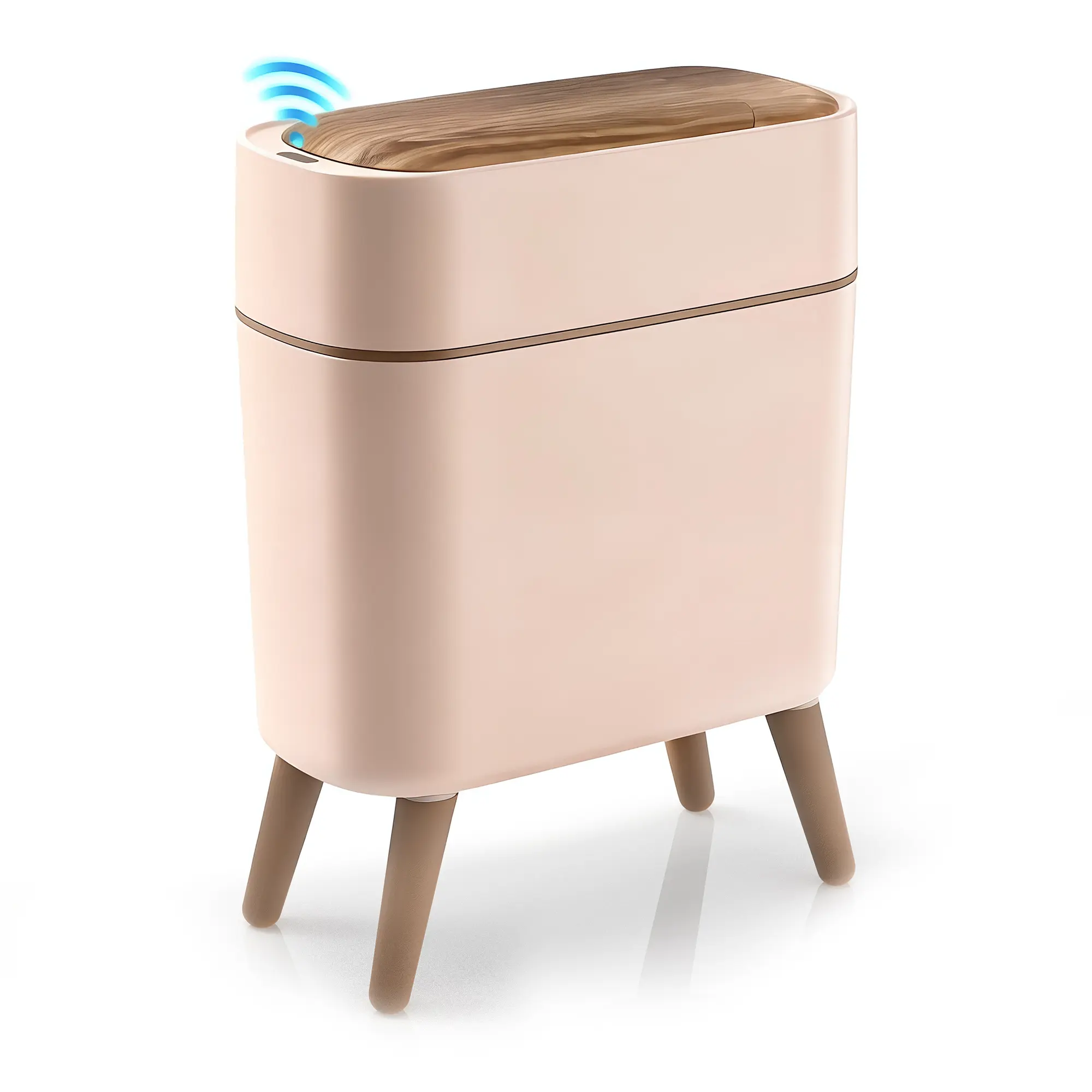 Pukomc Smart Induction Automatic Trash Can - Touchless Motion Sensor, Waterproof ABS Plastic, 2.6 Gal Space-Saving Waste Bin for Kitchen Bathroom Bedroom Office, Hands-Free Open, Nordic White