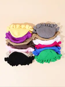 Women's Solid Color Ruffle Knitted Hat, 13 Colors Available, Compact & Exquisite Design, Perfect for Vacations & Gifts