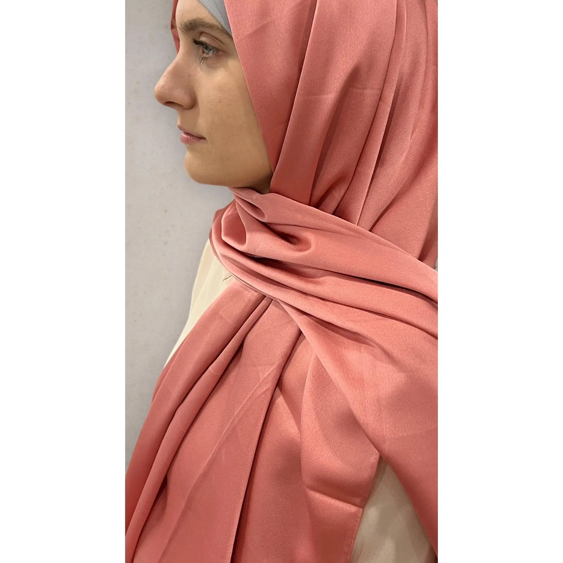 Satin Silk Hijab - Salmon
