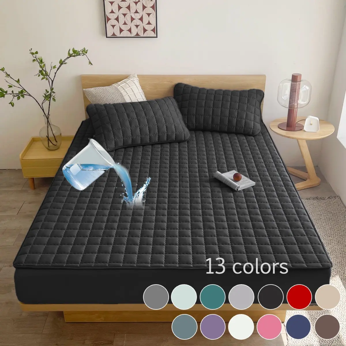 1pc Waterproof Mattress Protector, Mattress Cover Protector Set – Fitted Sheet & Bed Skirt Combo for Queen Mattress, Deep Pocket Design, Soft Breathable & Stain-Resistant, Machine Washable, Includes Pillowcase, Ideal for Bedroom, Kids, Pets