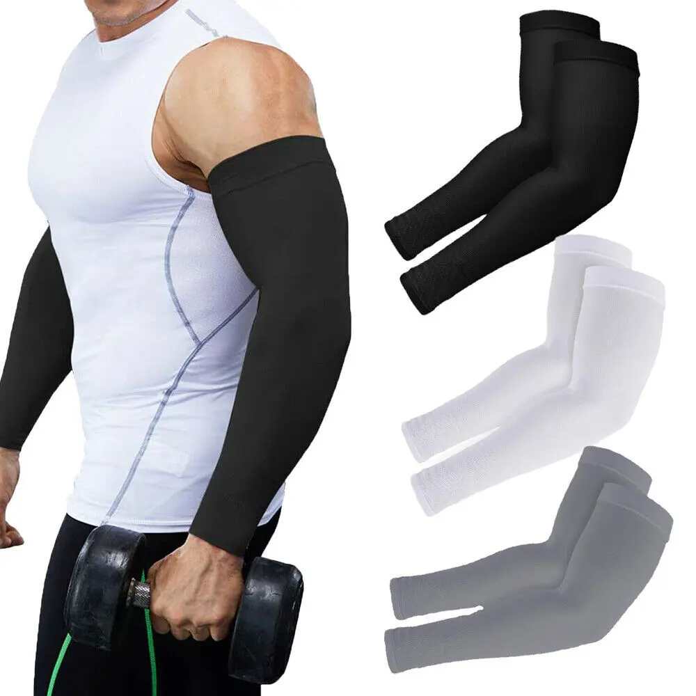 Cooling Ice Silk Arm Sleeves - Athletic Protective Gear, Cooling Compression Protective Gear, UV Sun Protection (Blocks 97%-98% of UVA/UVB Rays), Breathable for Gardening, Cycling, Driving & All Kinds of Outdoor Sports & Daily Use, Arms