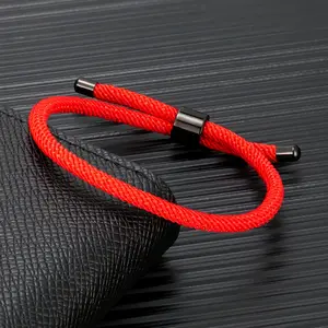 Braided Men Rope Bracelet Adjustable Cord Surfing Bracelet Handmade Nautical Navy Marine String Bracelet with Metal Knot
