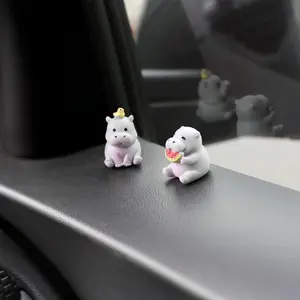 4PCS Hippo Dashboard Figurines| Cute Resin Car Decor for Dashboard, Desk & Monitor| Funny Gift for Hippo Lovers