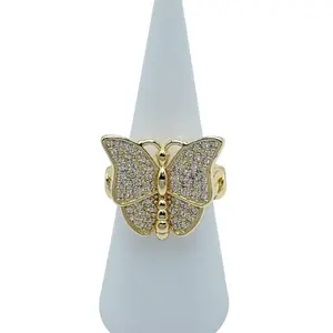 14k Gold Laminated Butterfly Ring High Quality Hypoallergenic Everyday Use Elegant Design Jewelry