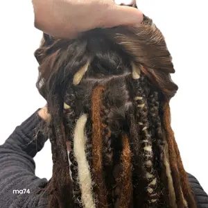 Double Ended Sythetic Dread Loc Extensions - Dreadlocks in Brown and White, Double-Ended Design