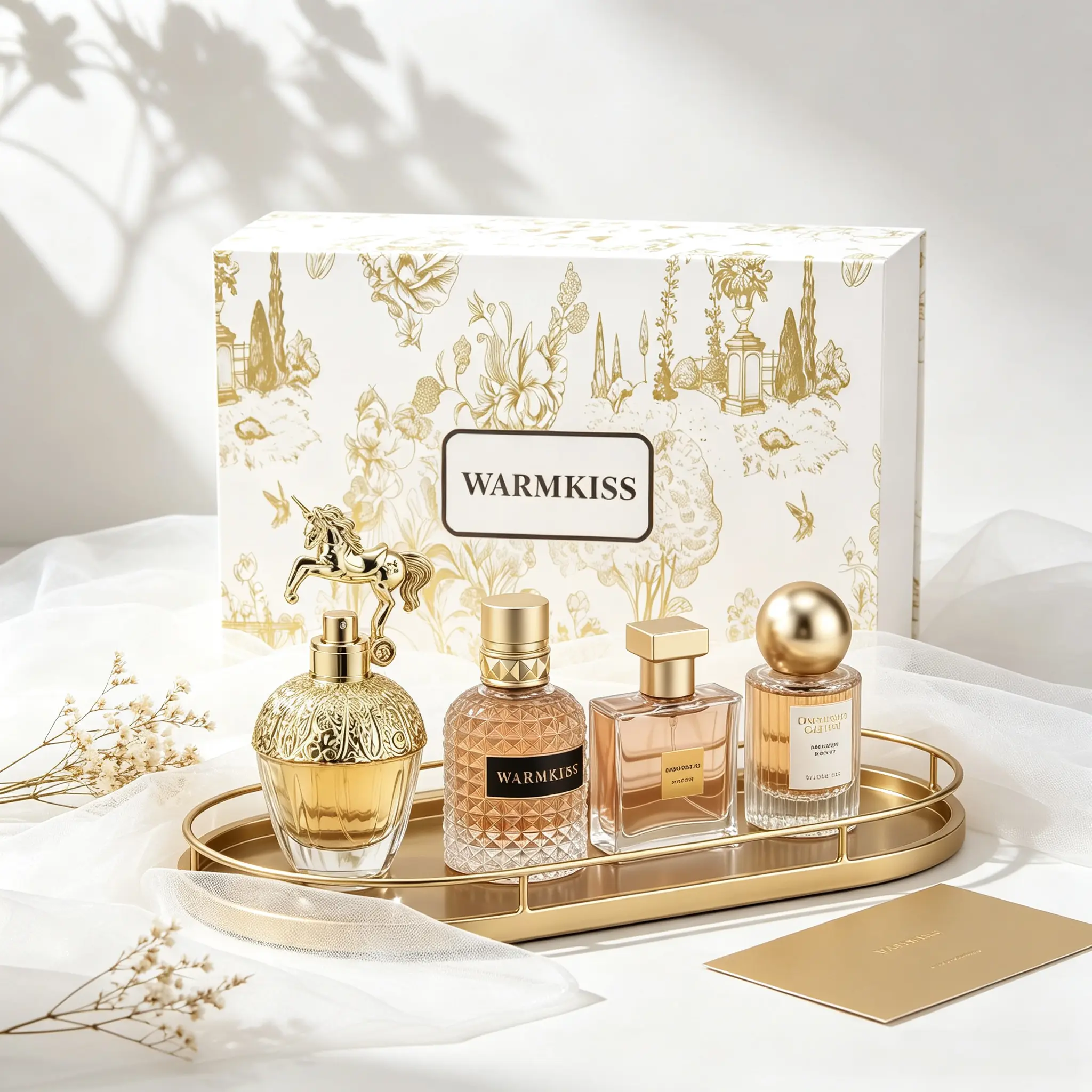 WARMKISS Liberty Party 4-Piece Perfume Gift Set , 4 Long-Lasting Perfumes (50ml+30ml*2+25ml), Contains notes of orange blossom, jasmine, sandalwood, and musk, vanilla perfumes, warmkiss woman, fragrance ensemble set, curations  scent, perfume gift box set