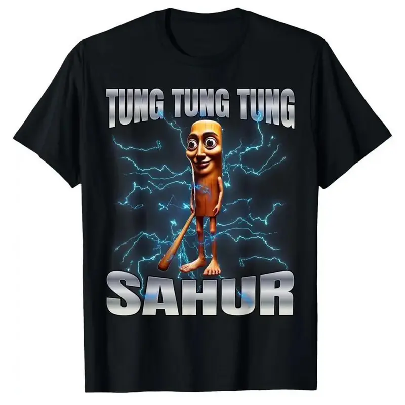 100% Premium Cotton Short-Sleeve Round Neck Tshirt - Sahur Meme Graphic Corny T Shirts, Streetwear Outdoor Sport Top Great for Casual Hangouts