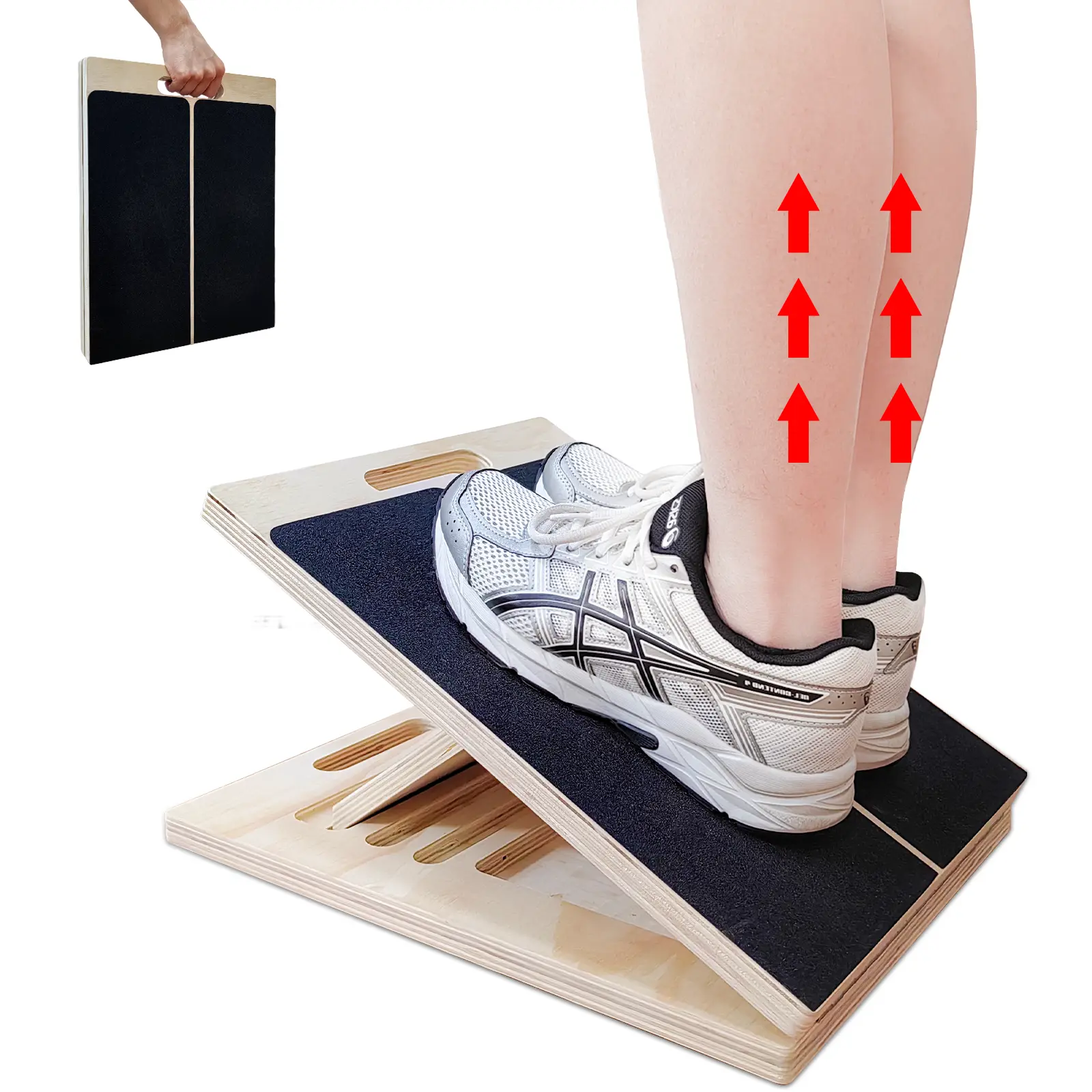 Ann Katy Slant Board for Calf Stretching, Adjustable Portable Wooden Calf Stretcher Incline Board, 450-pound Calf Stretching Wedge for Leg Exercises, Squats and Physical Thera