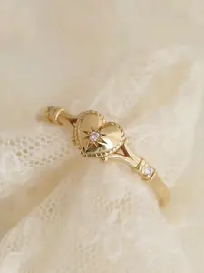 Vintage Star & Heart Design Ring, Elegant Artificial Zircon Decor Ring for Women, Fashion Jewelry for Party, Daily Decor, Trendy All-match & Exquisite Jewelry for Birthday Gift, Anniversary Ring, Cubic Zirconia