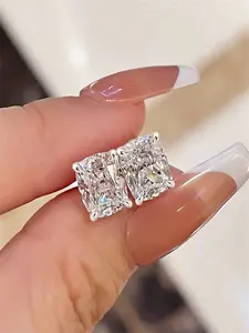 1 Pair Fashion Cubic Zirconia Stud Earrings Solitaire Earrings For Women For Party Engagement Anniversary Jewelry Valentine's Day Gift Studs Earrings