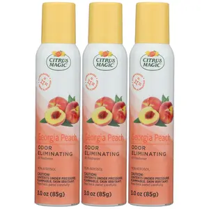 Citrus Magic Odor Eliminating Air Freshener Spray Georgia Peach 3-Ounce Non-Aerosol Pack of 3 Revitalizing Scent for Home Use Upcycled Citrus Oils Long Lasting Freshness