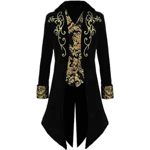 Mens Medieval Steampunk Tailcoat Victorian Prince Jacket Frock Coat