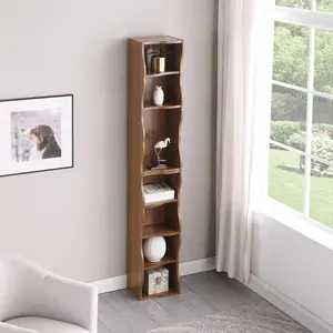 8-layer adjustable shelf ultra-thin bookshelf with a wavy border design, which is more aesthetically pleasing, is suitable for high and narrow, display and multi-functional bookshelves in home offices