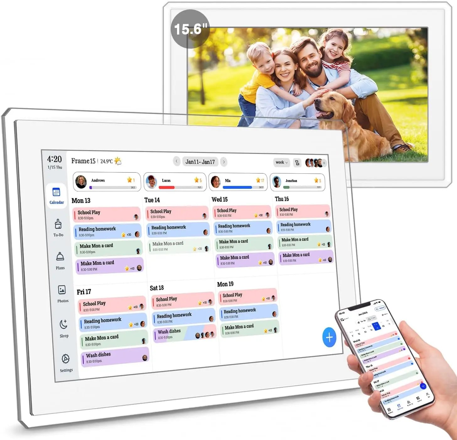 Smart Electronic Digital Calendar Wall, 10.1/15.6In Full HD Interactive Touchscreen, Home Planner, Wall-Desk Mountable Family Schedule & Office Chore Organizer, Smart Electronic Calendar