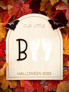 First Halloween Ghost Footprint Sign | Personalized Halloween Keepsake | Our Little Boo | DIY Halloween Craft | Gift | Spooky Season