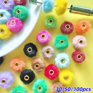 30/50/100pcs 20mm Plush Beads, Dark/light Colors, DIY Necklace, Bracelet, Keychain, Pen Accessories, Party Decorations