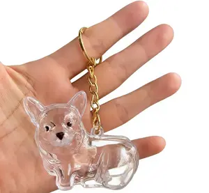 Transparent Dog Shaped Keyring | DIY Pet Fur Keepsake for Dog Lovers . Cute Puppy Acrylic Keychain | Fillable Pet Hair Capsule for Pet Memorial