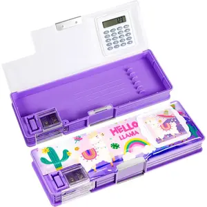 Alpaca Pencil Case for Girls - Multifunction Pencil Case with Calculator & Sharpener, Cool School Supplies Birthday Present for Teens