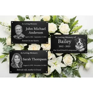Custom Memorial Plaques | Black Anodized Aluminum Photo Engraved Tribute for Loved Ones & Pets