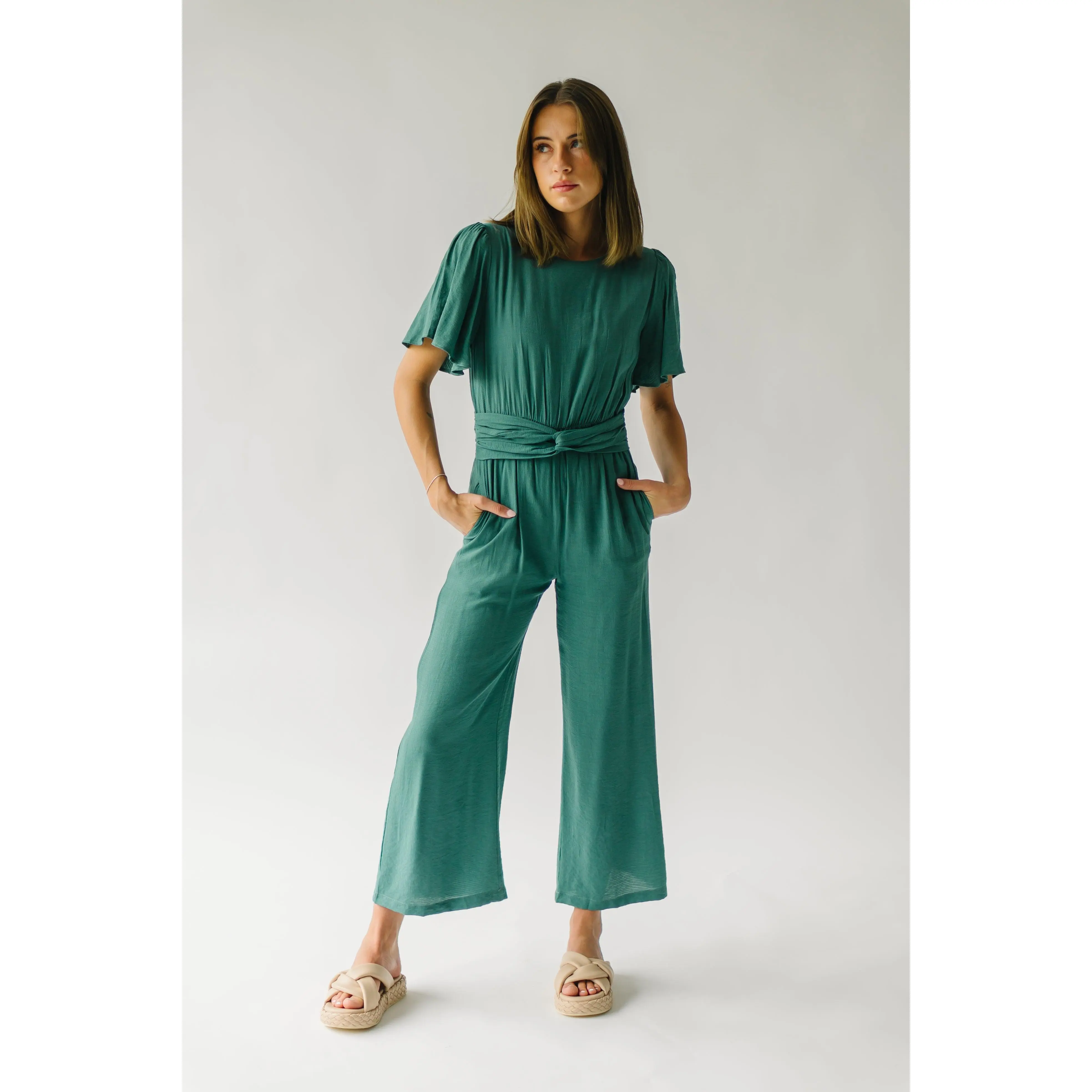 The Reimer Twist Waist Jumpsuit in Teal