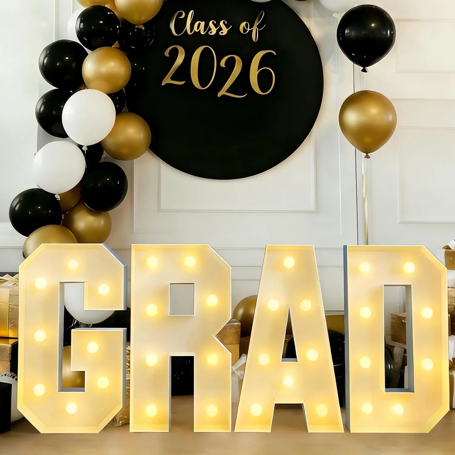 2.3 FT GRAD LED Light Up Letters Sign - Class of 2026 Marquee Letters, Graduation Decor for Indoor Outdoor Celebration & Photo Backdrop