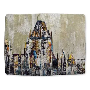 360 stand Braided Tableware Placemat, 14x18 in, Abstract Art Chateau Frontenac Design, Industrial Cities Theme, Model CBPM1418Q6VIS7, Coasters For Table