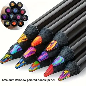 6 Rainbow Pencils, Magic Gradient Colors, Dust-Free, 2mm Above Line Width, Suitable for Ages 14 and Up, Perfect for Drawing and Writing