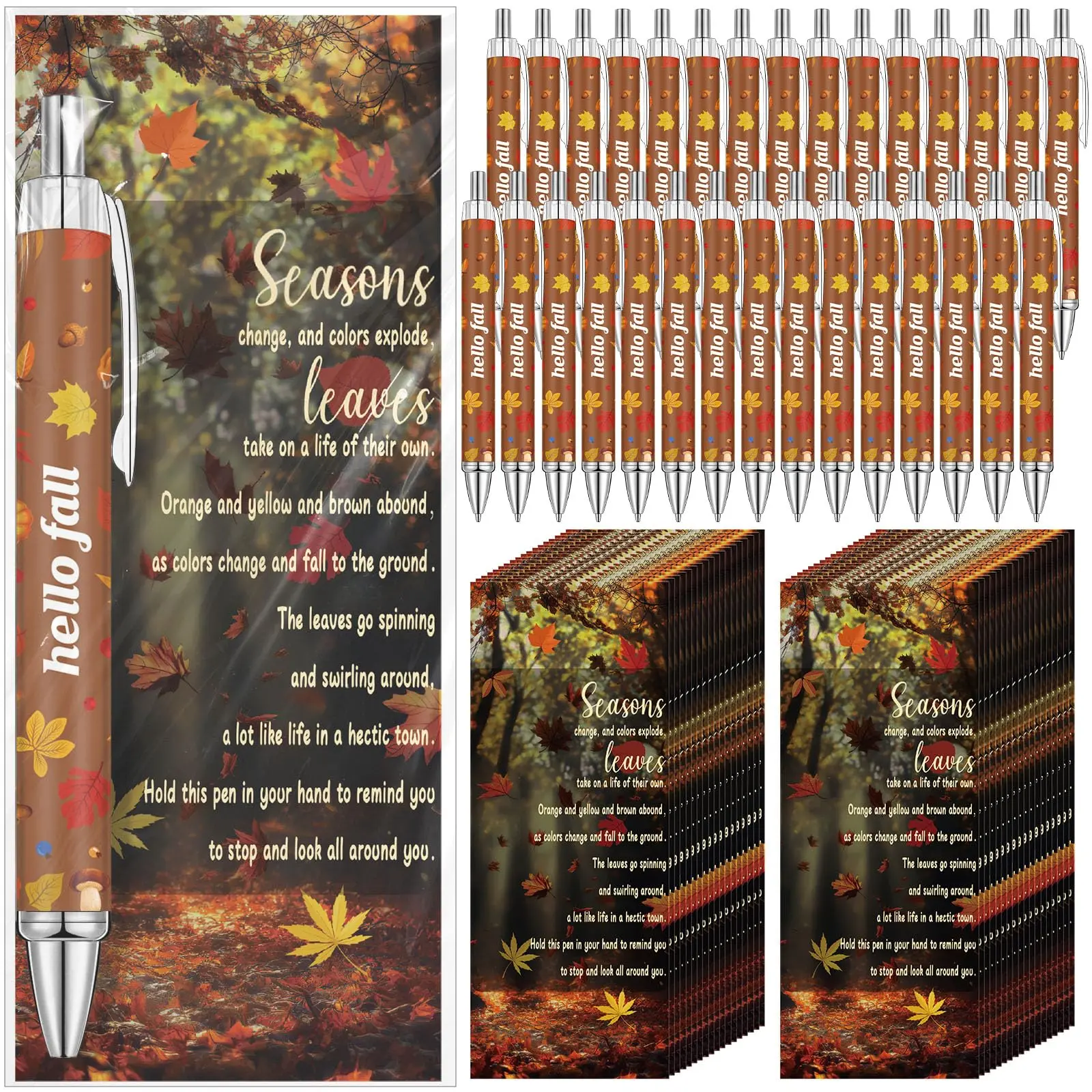 50Sets Jesus Loves You Pens with Bible Verse Bookmarks Fall Ballpoint Pen with Autumn Bookmarks for Church Sunday School Bible Study Thanksgiving Gifts for Employees Coworker Student Teacher School Office Supplies Fall Party Favors
