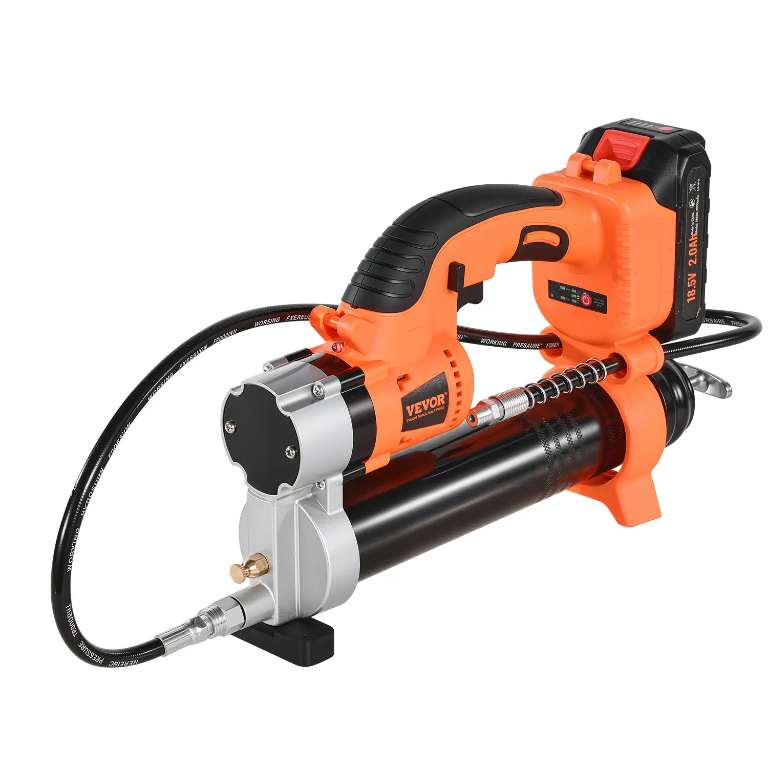 【Summerfinds】VEVOR Cordless Grease Gun,8000 PSI Max Pressure20V Electric Grease Gun with 2.0 Ah Battery & LED Light30-inch Long Hose & Carrying CaseVariable Speed TriggersVehicles or Machines Greasing