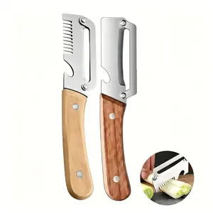 2Pcs 2 in 1 Wooden-Handled Vegetable & Fruit Peeler - Stainless Steel Blade with Built-In Bottle Opener, Multifunctional Manual Peelers & Cutters Ergonomic Kitchen Tool Utensils & Gadgets