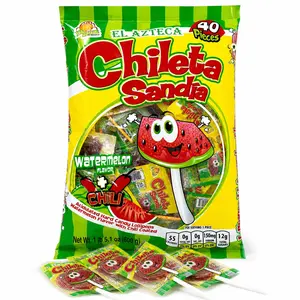 Chileta Sandia 40ct, Watermelon Chili Lollipops | Sweet & Spicy Mexican Candy, Individually Wrapped, Bulk Party Pack