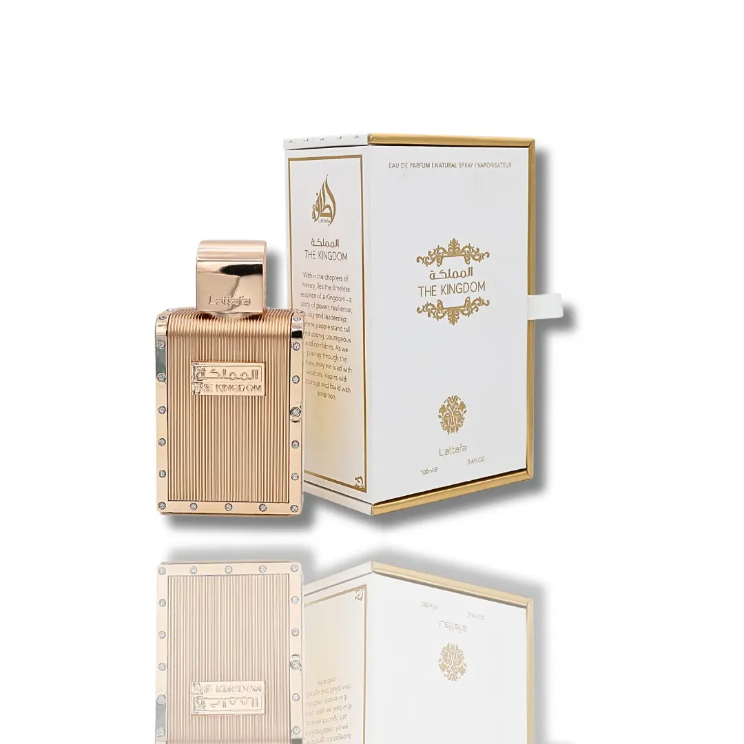 Lattafa The Kingdom Eau de Parfum for Men, Long-Lasting Oriental Amber Scent with Tobacco & Vanilla Notes, 3.4 fl oz Aromatic Fragrance Spray, Single Item - Perfume for Sale, Bold Arabian Aromas, Arab Perfume, Adults, Benzoin Tonka Bean Labdanum