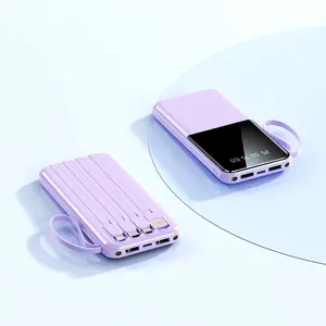 10,000 mAh 20 W Fast Charging Portable High-Capacity Power Bank for Apple Lightning Port and Type‑C USB Cable with Smart Digital Display Screen Integrated Flashlight Function Stable Lithium Battery Pack Suitable for Outdoor Emergency Scenarios travel c _