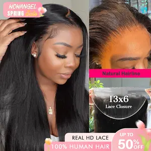 WOWANGEL 13x6 0.1mm SKINLIKE Real HD Lace Frontal Only, Natural Hairline With Bigger Pre Plucked Area, Bleached Knots, Invisible Clear Straight 14 Inch Spring Sale