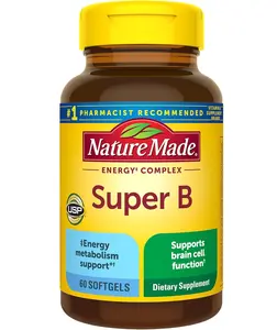 Nature Made Super B Energy Complex, Dietary Supplement for Brain Cell Function Support, 60 Softgels, 60 Day Supply