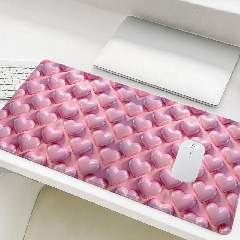 Heart Pattern Mouse Pad, Rectangle Gaming Mouse Pad, Office Desk Keyboard Mat for Home Office Game Room Desk, Cute Desk Accessories, Gaming Desk Accessory, Computer Desk Accessories