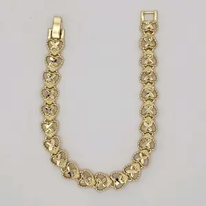 Beautifult  Hearts Bracelet 7 inches 9 millimeters wideLaminated Gold Jewelry for Women Elegant Design